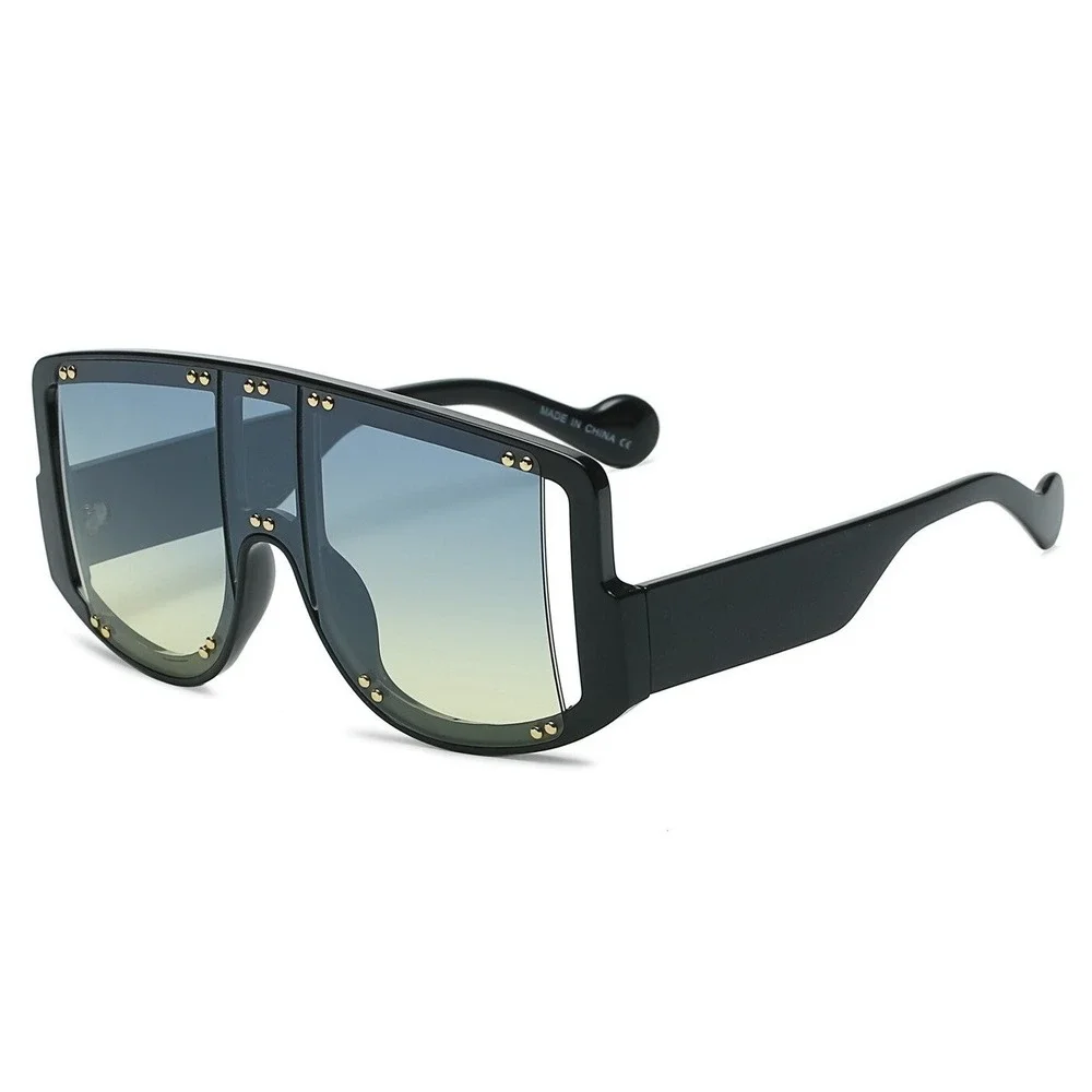Sunglasses Women‎ Black Frame Green Lens Beach Party Style Cover Face UV400